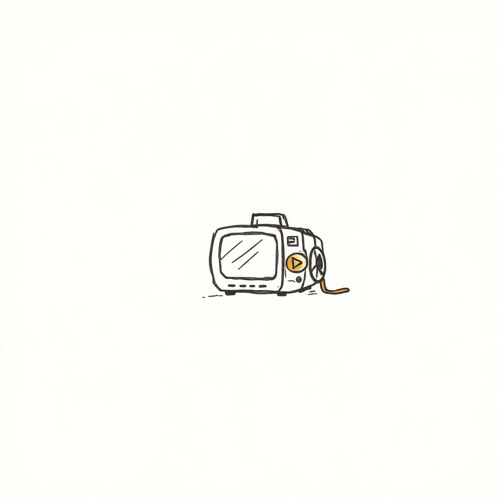 A sketch-style illustration of a laptop with a play button, a filmstrip of dancers, a leaping performer under a spotlight, a video camera, and a clapperboard on a soft lavender background